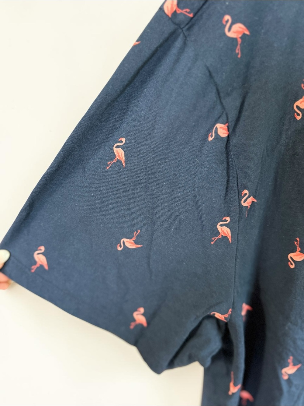 Old Navy Flamingo Print Polo Shirt XXL Navy Pink Tropical Coastal Preppy Golf - Picture 3 of 3